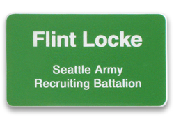 1.75x3 plastic name tag, text only.