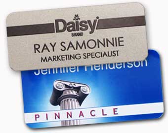 Two examples of logo name tags