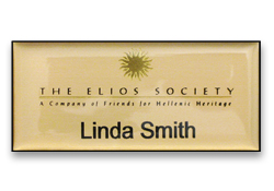 1.5x3 2 color hot stamp name tag with a dome