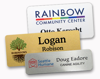 Metal name tags with an UV color logo.