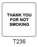 Thank You For Not Smoking sign